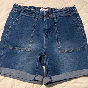 Bleu high waisted Denim Roll-Cuff relaxed Women's Shorts